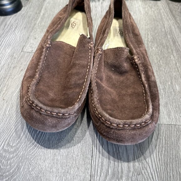 UGG Alder Indoor Outdoor Moccasin Slippers Mens Sz  11 44.5 Brown Leather Wool - Picture 3 of 10